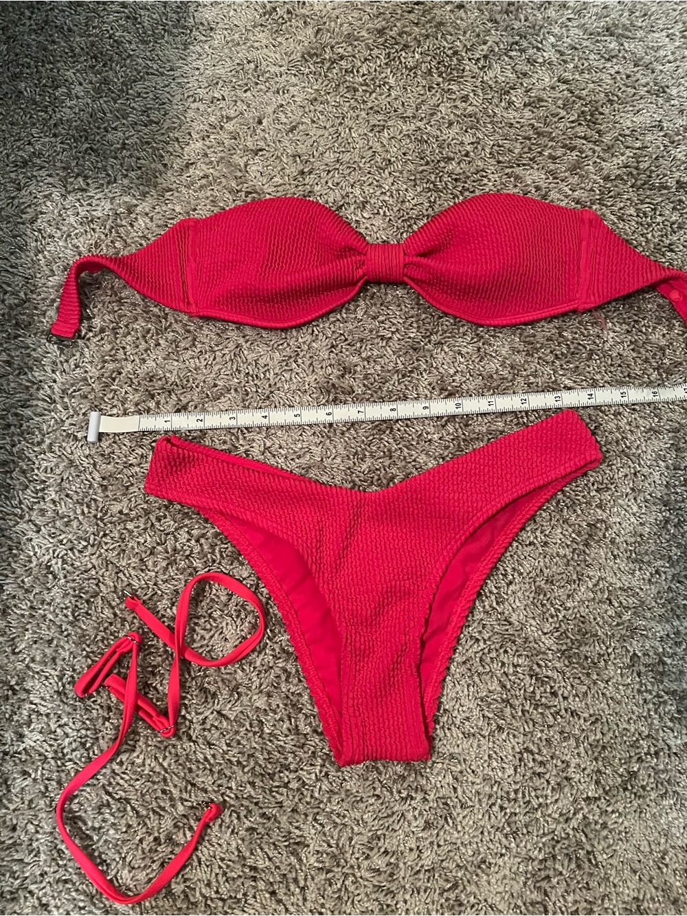 Hot pink AbercrombieTextured Bandeau Bikini Set - Women Swim